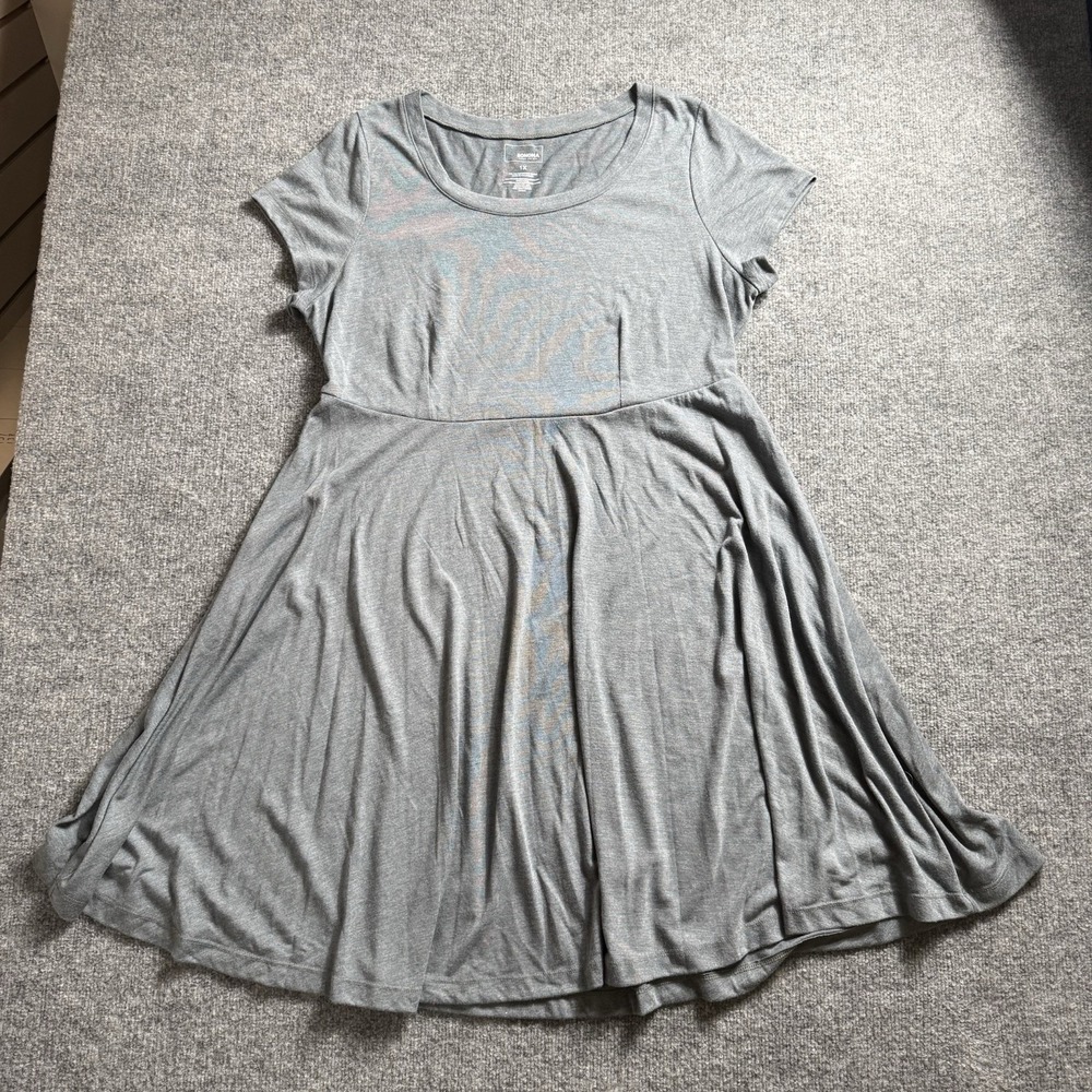 Sonoma Women's Heather Grey 1X Short Sleeve Fit & Flare Swing Dress Casual